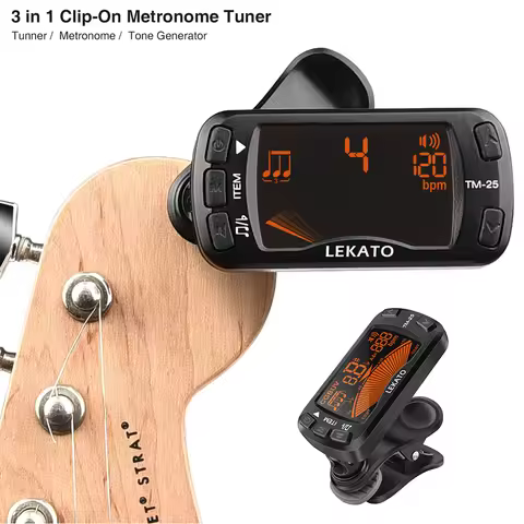 Lekato Guitar Tuner Pedal Clip On Tuner Ukulele Automatic Sound Pickup Guitars Musical Instrument 3 