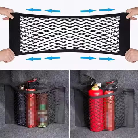 Universal Car Storage Bag Double Mesh Trunk Storage Net, Car Built-in Storage Bag, Car Fixed Net