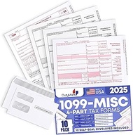 DuryMark Complete Laser 1099 Misc Tax Form and 3 Free Form 1096 - Kit for 10 Vendors ~4-Part~ All 10