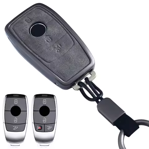 Metal Leather Car Key Fob Cover Case Keychain For Mercedes Benz W177 W247 W205 W213 W222 W465 H247 X