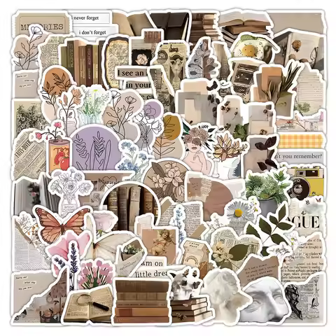 100-Pcs Vintage Style Sticker Pack - Retro Aesthetic Decals for Journals & Scrapbook DIY AnimeWorlds