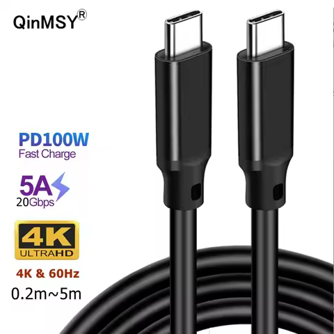5M 3m USB C To Type C 4K 20Gbps Date Cable PD 100W 5A Fast Charger 90 Degree Angle Charging Cord For