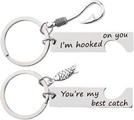 Valentines Gift Set for Boyfriend Girlfriend You'Re My Best Catch Keychain Set Gift for Husband Wife
