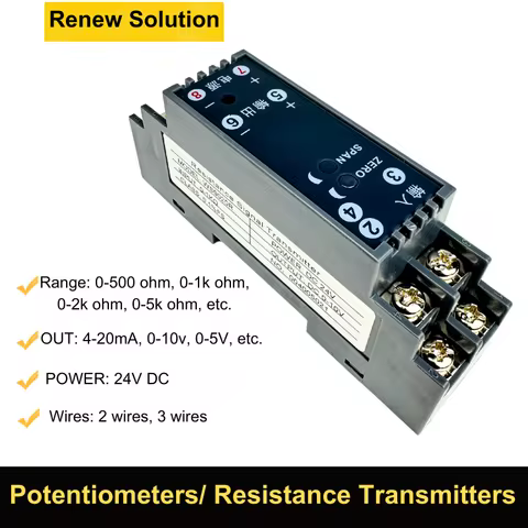 Potentiometer Signal Converter Transmitter For 0-1k Ohm/0-5k Ohm/0-10k Ohm Input 4-20ma 0-10v Output