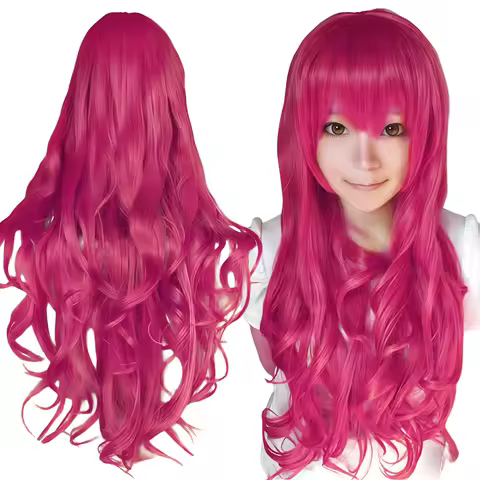 Synthetic Hair Hot Pink Cosplay Wig Itsuki Nakano Lolita Hair Curly Anime Rose Wigs Hairpiece Morgia
