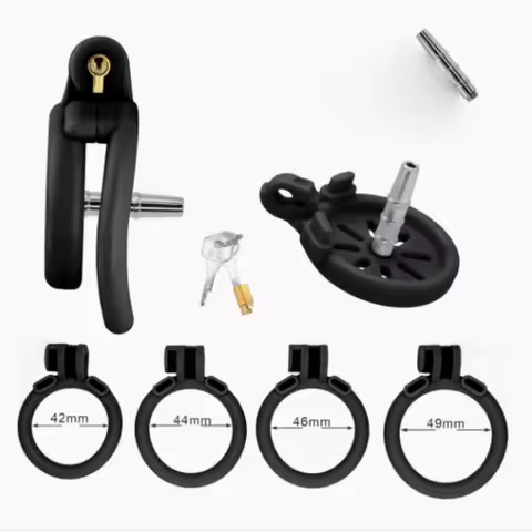 Flat Chastity Lock Negative CB Lock with Catheter Male Abstinence Bondage Anti-Cheating Device Cock 
