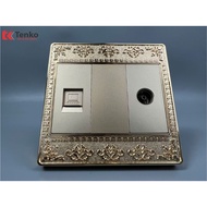 TV+LAN Network Socket (RJ45) Recessed Square Face Copper Pattern Brand TK-V8-075