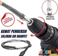 Pipe Cleaner Kawat Pembersih Saluran Pipa Mampet Dengan Adaptor Bor 5 Meter