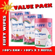 FIFFY Baby Wipes Canister 100’s + Refill 100’s X 2Packs