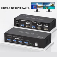 Dual Monitor HDMI DisplayPort KVM Switch 2 in 2 out 4K 60Hz HDMI DP USB KVM Switcher Extended Displa