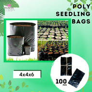 100PCS PER PACK BLACK PLASTIC SEEDLING BAG 4x6, 4x7, 4x8, 4x10, 4x12 inches  WITH GUSSET / GUSSETED 