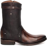 Men's Boot in Bovine Leather with Zipper, Brown, 10.5