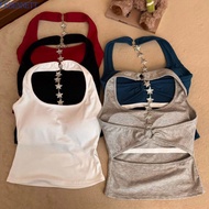 LK Bennett Backless Crop Top - Comfortable Short Sleeve Cami, Spicy Girl Style Solid Color Y2K Desig