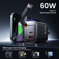Travel Charger Adapter / Gan Quick Charger Retractable Cable 67W