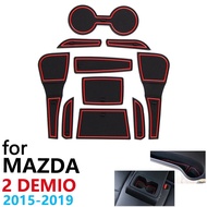 Anti-Slip Rubber Cup Cushion Door Groove Mat for Mazda 2 Demio DJ Mazda2 2015~2019 2017 Accessories 