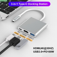 3 in 1 Type-C to HDTV 4K USB3.0 100W PD Fast Charger USB C to HDMI Adapter Type C Female Converter C