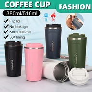 🇲🇾Ready Stock✅380/510ml 【304 Double Stainless Steel Coffee Mug】Car Thermos Mug Leak Proof Travel The