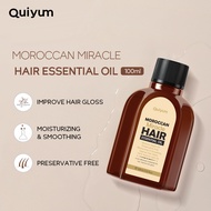 QUIYUM 100ml Morocco Miracle Hair Essential Oil - Argania Hair Oil Repair Damaged Hair Smooth Dry Hair Provide Nutrition Improve Hair Gloss Make Hair Smooth and Silky