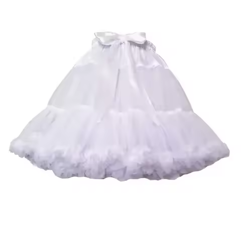 Women Girls Ruffled Short Petticoat Solid White Color Fluffy Bubble Tutu Skirt Puffy Slip Prom Crino