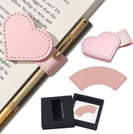 Set with 1 Heart Shaped Pen Loop and 1 Bookmark Leather Pen Holder Notebook and Leather Bookmark Boo