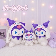 Aesthetic White Kuromi Wearing Cinnamoroll Hoodie Plushie - Cute Sanrio Budol - (45cm, 70cm, 90cm)