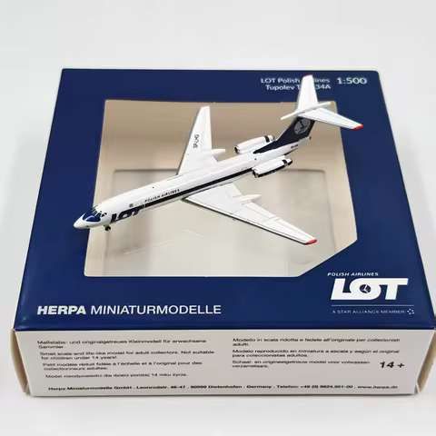 Herpa Diecast Alloy 1:500 Scale LOT Tupolev Tu-134A Airplane Model For Display Collections