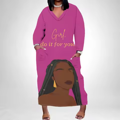 Women's Plus Size Summer Dresses Casual Loose Fit Aztec T-Shirt Dress Long Sleeve Western Beach Dres