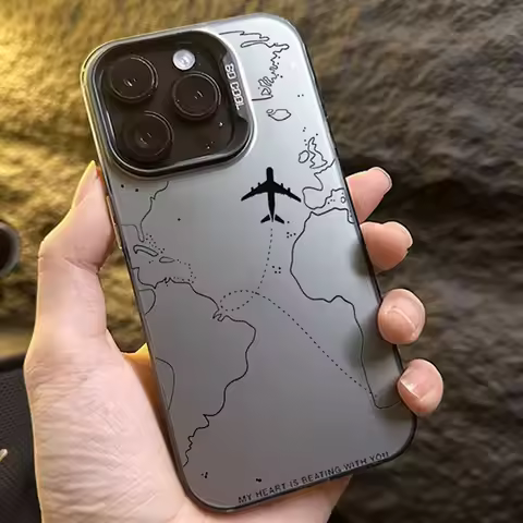 Travel-Inspired Airplane Route Design Case for IPhone 15 16 17 Pro Max 14 13 12 11 Pro 16E 7 8 16 15