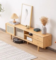 🔥包送貨 日式實木藤編茶几電視櫃組合簡約現代儲物櫃落地收納櫃 C0079