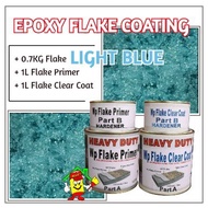 LIGHT BLUE FLAKE • Epoxy Flake Coating Set • Refurnishing Floor • No Hacking • Waterproofing
