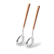 KAYU Nomi Dekoruma Set Stainless Steel Wooden Handle Spoon 2 Pcs