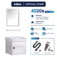 [VATER] 4020s  Aluminium Bathroom Cabinet Basin Set Ceramic Sink With Rectangle Mirror Shelf Set Whi