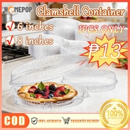 20Pcs Disposable Clear Clamshell Food Container with Lock 6/8 Inch Round Box for Cakes Burger Pastry