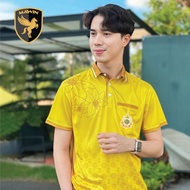 MAWIN เสื้อโปโลสีเหลืองทอง ลายบุปผารวงผึ้ง รุ่นพิเศษ72พรรษา