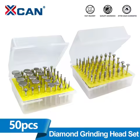 XCAN 50pcs Diamond Coated Grinding Head Grinding Burrs Set 3.175mm Shank Diamond Burrs for Dremel Ro