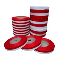 MERAH Flag Ribbon Red and White Ribbon/ 1/ 2", 1" 17 August Independence Day Cloth Ribbon 1 Roll Aug