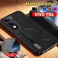 Casing For Vivo Y04 Y04t Y04s Y04a Y 04 VivoY04 s t a 4G 5G Matte Leather Magnetic Holder Soft Phone