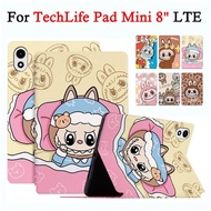 For TechLife Pad Mini LTE 8" | 2026 LTE Leather Flip Cover Stent Cute BUBU Tablet Case