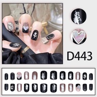 Fake nails Motif D443 24pcs + FREE LIQUID GLUE / nail art fake nails / fake nails / bridal fake nail