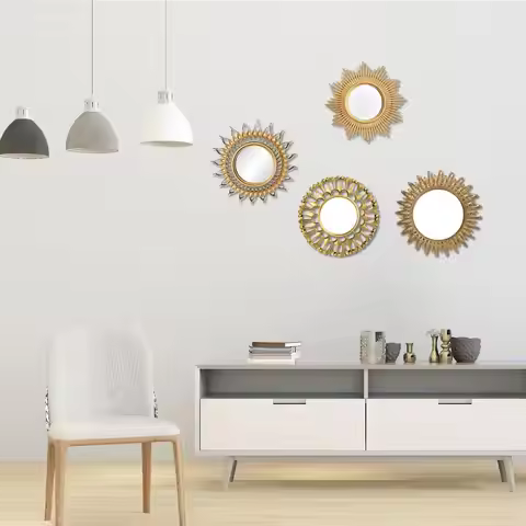 Decorative Wall Mirror - Small Round Accent Mirrors, 9.8x9.8 Inch Circle Mirror for Bedroom Livingro