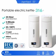 Xiaomi mijia 316 Stainless Steel Electric Water Cup 500ML Portable Travel Mini Electric Kettle 4 Tem