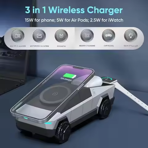 Cybertruck Magnetic Wireless Charger 3-in-1 Wireless Charger Magnetic 15W Fast Charging Mobile Charg