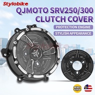 QJMOTOR SRV250 SRV 250 300 Transparent Clutch Cover CNC Alloy Black QJMOTOR SRV300S QJ MOTO SRV250  