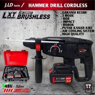 Mesin bor bobok beton Hujia cordless hammer drill impact baterai 3 mode full fitur tembok besi kayu 