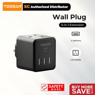 TESSAN - SG Safety Mark, Multi Plug Extension Socket Adapter with USB Wall Charger
