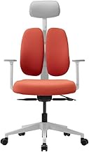 ERGOWORKS Duorest Gold Renewal Ergonomic Chair for Office and Home Use, Patented Design Dual Backrest Support, D2500G, Red Cushion with White Frame