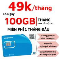 Sim 4G 5G Vinaphone gói cước TD49 100GB /tháng miễn phí đăng kí tháng đầu gia hạn chỉ 49k/1 tháng