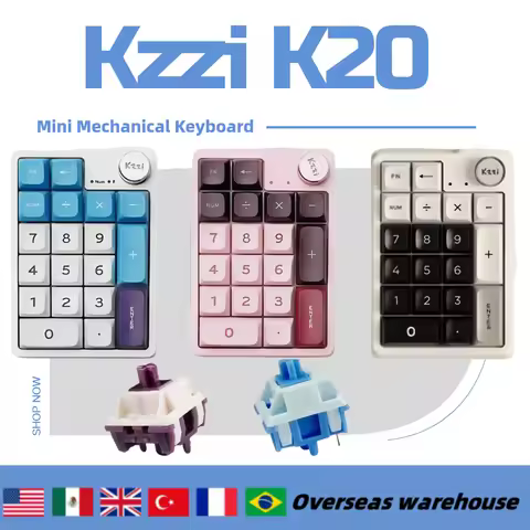 Kzzi K20 Macro Numeric Keypad Wireless Keypad Programming Mini Button Custom Knob Keyboard Rgb Gamin