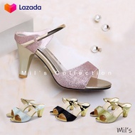 Sandal Anak - Starla Grosir - ZR016 High Heels Glitter Pesta / New Chunky Heels Maroko