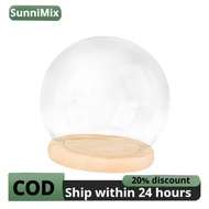Display Dome with Wood Base Dollhouse Decoration Showcase DIY Centerpieces Glass Cover Tabletop Disp